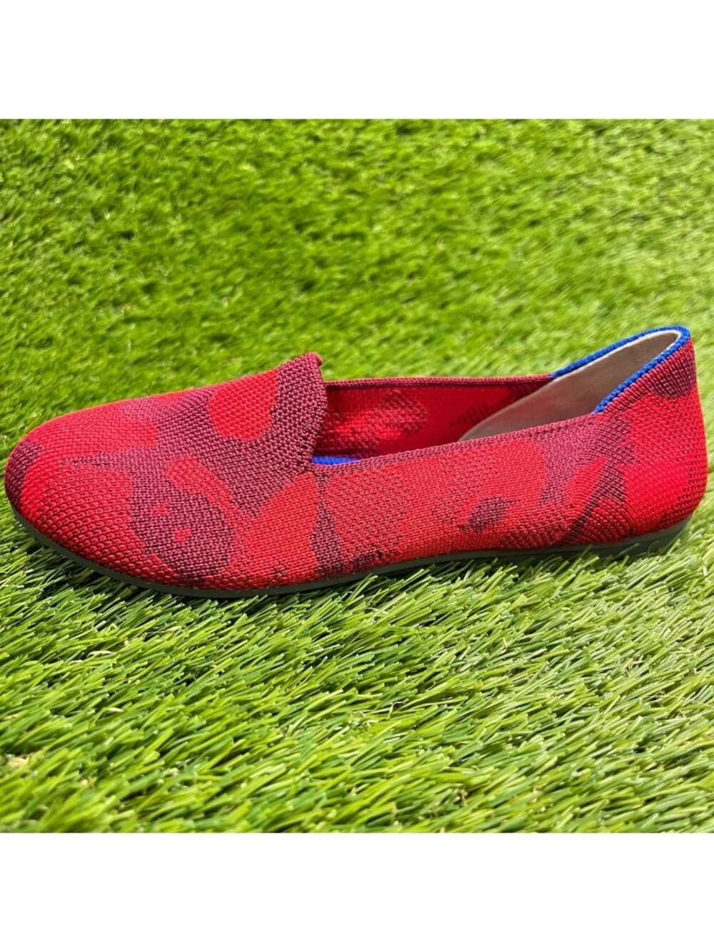 Rothy's The Loafer Girls Size 1Y Red Camo Blue Casual Slip On Ballet Flats Shoes